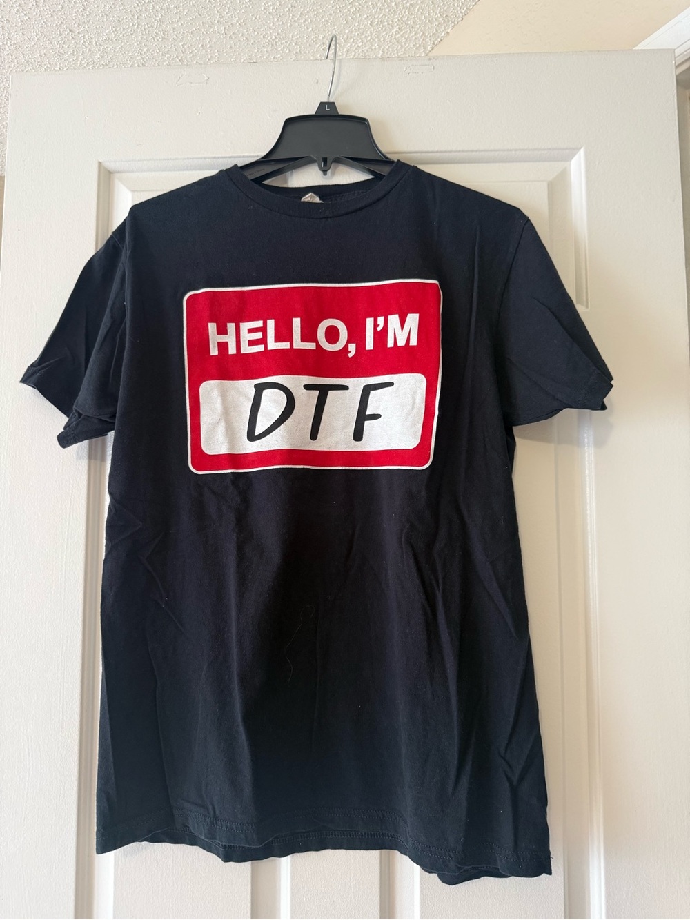 Hello I'm DTF Graphic Tee - Black with Red & White Print